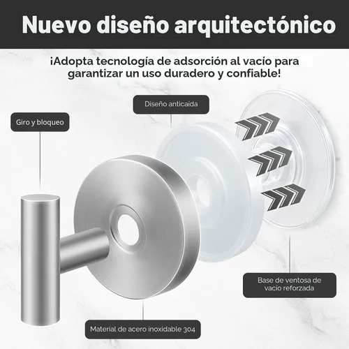 Miniatura 2 de Ganchos de ducha WingWider para dentro de la ducha, ganchos para toallas extraíbles y reutilizables sin perforación para baño, ganchos de ventosa