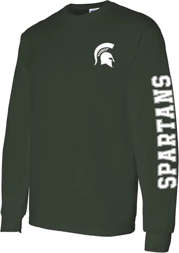Miniatura 5 de NCAA Camiseta de manga larga con doble impresión, color del equipo, universidad michigan state spartans forest
