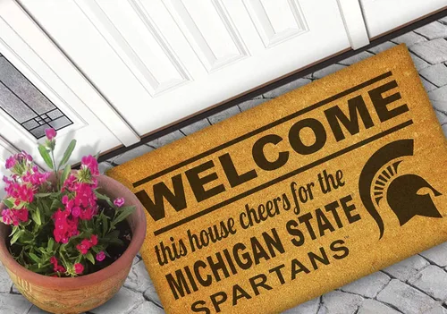 Miniatura 2 de KH Sports Fan Tapete de fibra de coco de bienvenida de Michigan State Spartans, 18 x 30 pulgadas, alfombra para exteriores Spartans; muestra tu