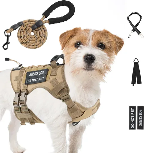 Miniatura 20 de Arnés táctico sin tirones para perros grandes, juego de arnés y correa para perro, Molle a prueba de escapes, arnés ajustable para perro de servicio