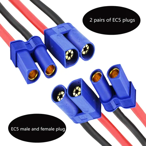 Miniatura 2 de skrnrhrery EC5 - Adaptador de cable macho hembra con cable de silicona flexible de 3.9 in, 12 AWG, para helicópteros, aviones, cuadricópteros