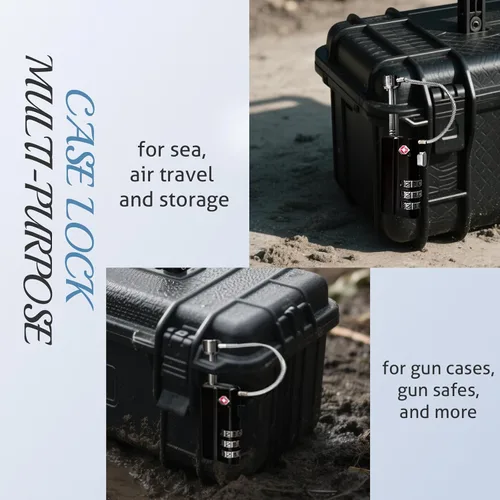 Miniatura 6 de Cerradura de caja de pistola aprobada por la TSA, cerraduras TSA para funda de pistola, cerraduras de cable duraderas resistentes a los cortes