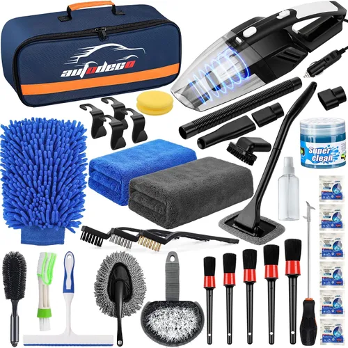Miniatura 11 de Kit de limpieza para auto de 41 piezas Kit de limpieza y detalle interior con aspiradora de mano de alta potencia, cubo plegable, herramienta