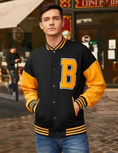 Miniatura 3 de COOFANDY Chaqueta Varsity para hombre, ajuste regular, casual, letterman, béisbol, bomber