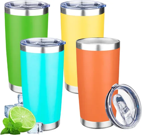 Miniatura 27 de Vaso de 20 onzas con tapa, taza de café de viaje de doble pared aislada al vacío, taza térmica de acero inoxidable con recubrimiento en polvo, vaso