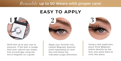 Miniatura 7 de Lilly Lashes Pestañas postizas magnéticas Click - Pestañas falsas magnéticas de visón sintético leales para un aspecto natural - Pestañas postizas