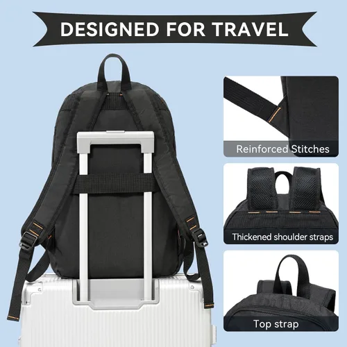 Miniatura 8 de OMOUBOI Mochilas casuales Superbreak Mochila para laptop de 14 pulgadas para mujeres y hombres Apta para turismo y negocios (Negro)