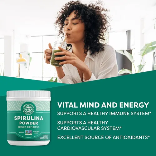 Miniatura 2 de Vimergy Polvo de Espirulina – Proteína Vegetal Concentrada Apoya la Salud Inmune y la Función Cardiovascular – Vegano, Kosher, Sin Gluten – 250g