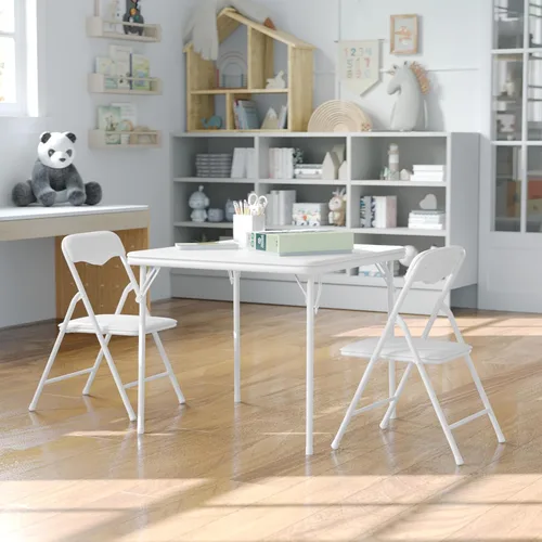 Miniatura 22 de Flash Furniture Mindy Kids - Juego de mesa y sillas cuadradas plegables de 5 piezas para guardería y aulas, juego de mesa de actividades y sillas