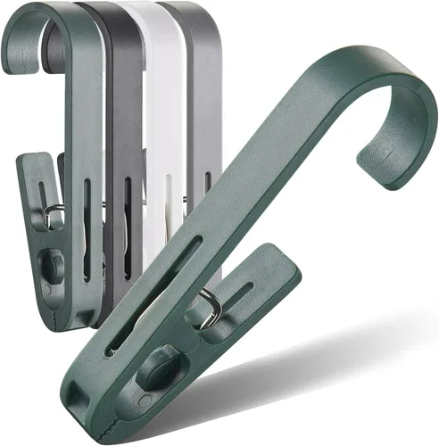 Miniatura 8 de Pinzas Grandes para Ropa Clips para Toallas, 4 Piezas Pinzas Multiusos para Ropa con Gancho, Colgador de Ropa de Plástico Resistente. Gancho en S