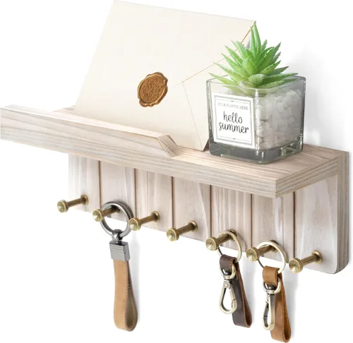 Miniatura 26 de Rebee Vision Soporte de Pared para Llaves Estilo Granja - Organizador de Correo Decorativo con 7 Ganchos para Llaves y Estante de Pared - Decoración