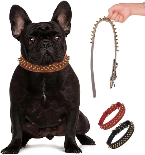 Miniatura 2 de Serijoars Collar de perro con pinchos, de piel sintética suave, con remaches de hongos, tachuelas, collar de perro ajustable para cachorros