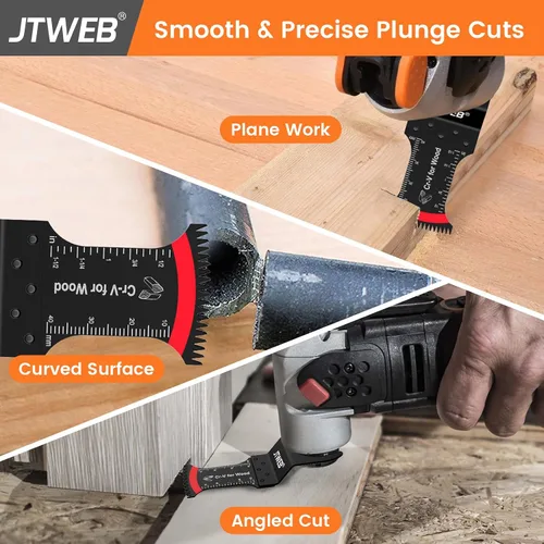 Miniatura 5 de JTWEB Hojas de sierra oscilantes de dientes japoneses de madera, 10 cuchillas multiherramienta con borde en forma de arco para madera, plástico