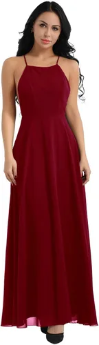 Miniatura 4 de YiZYiF - Vestido de fiesta de gasa para mujer sin espalda