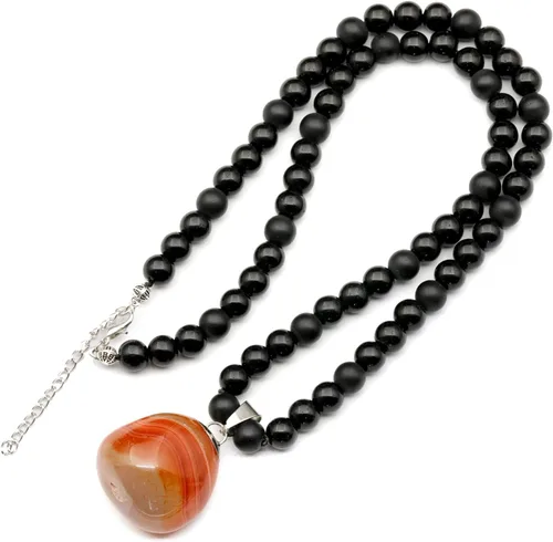 Miniatura 72 de Colgante de turmalina cruda natural, Collar de cuentas de ónix negro genuino, Collar de piedra negra, Collar de piedras preciosas, Cuentas de 0.315