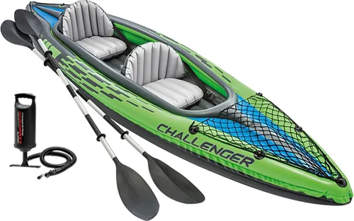Serie de Kayaks Inflables Intex Challenger: Incluye remos Deluxe de 86 pulgadas y bomba de alto rendimiento – PVC SuperStrong – Asiento ajustable