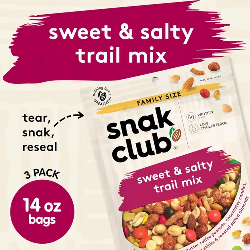 Miniatura 3 de Snak Club Mezcla de frutos secos dulces y salados con cacahuetes, cacahuetes de caramelo de mantequilla, caramelos de chocolate, maíz tostado