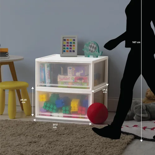 Miniatura 3 de IRIS USA Cajón de almacenamiento apilable extragrande de 47 cuartos de galón, organizador de cajones de plástico con puertas transparentes