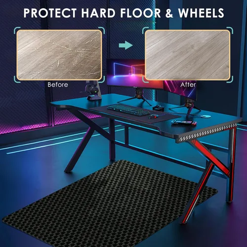 Miniatura 2 de Vicwe Tapete para silla de oficina para suelo de madera dura, 48 x 36 pulgadas, tapete para silla de juegos para madera dura, fácil deslizamiento