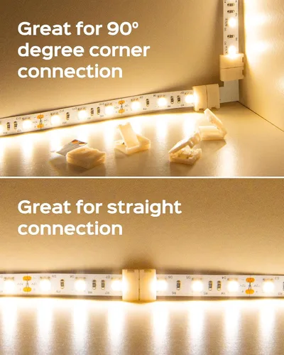 Miniatura 2 de JACKYLED Conectores de tira LED de 2 pines de 0.394 pulgadas para tiras de luces LED, kit total de 22 conectores de esquina para extensión