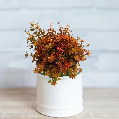 Miniatura 2 de 6 paquetes de flores artificiales de otoño, decoraciones de otoño, hojas verdes, arbustos para Acción de Gracias, hogar, cocina, habitación
