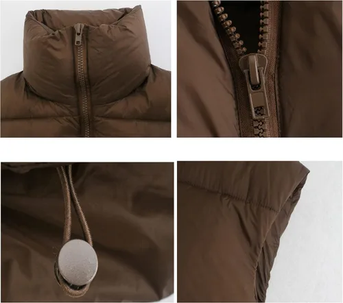 Miniatura 6 de Bozanly Chaleco acolchado corto para mujer, con cremallera, cuello alto, sin mangas, acolchado