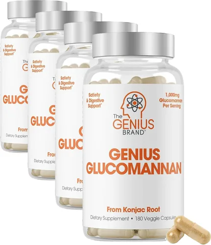 Miniatura 3 de The Genius Brand Genius Glucomanano - Cápsulas de glucomanano para la salud digestiva, apoyo de energía y saciedad, fibra natural para comodidad
