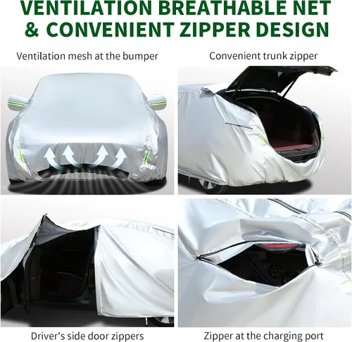 Miniatura 2 de TECOOM Funda de coche apta para Tesla Model 3, impermeable para todo tipo de clima, modelo 3 2017-2023 con forro polar, malla ventilada, apertura