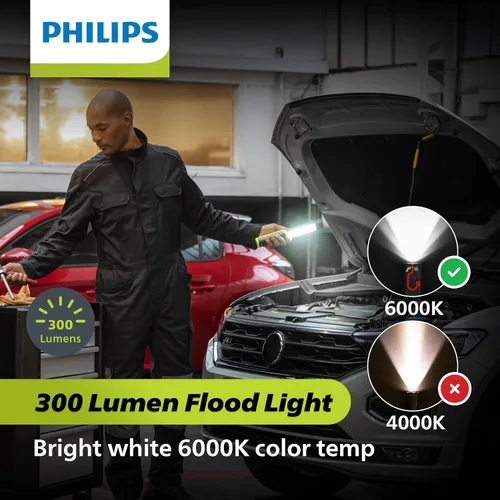 Miniatura 4 de Philips Xperion 6000 LED faro luz de trabajo, linterna profesional de 300 lúmenes con luz de inundación difusa y foco giratorio para mecánicos