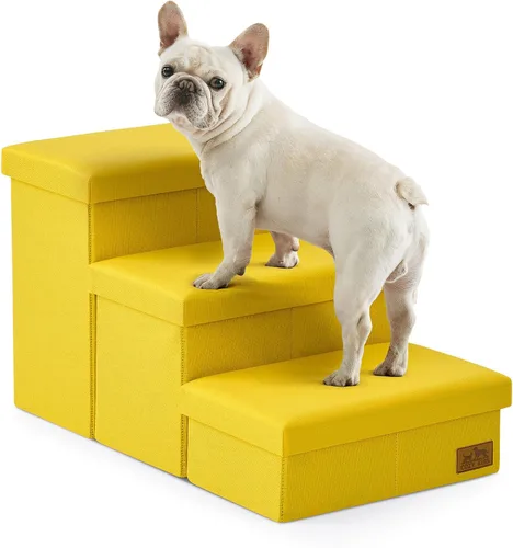 Miniatura 25 de Escaleras para perros con almacenamiento, escalones resistentes de 4 escalones más anchos para perros pequeños, medianos y grandes, rampa para Gris