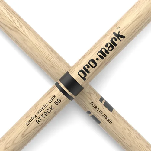 Miniatura 5 de ProMark Baquetas de tambor - Ataque clásico 5B, baquetas de roble Shira Kashi, punta de nylon ovalada, un par