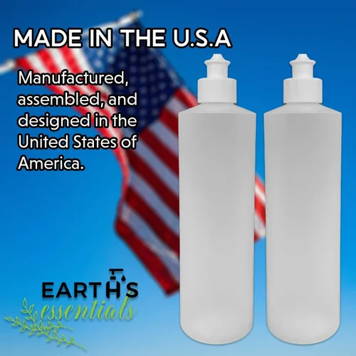 Miniatura 5 de Earth's Essentials Paquete de 2 Botellas Exprimibles Rellenables de 16 Onzas de HDPE con Tapas Dispensadoras Superiores con Botón Push/Pull