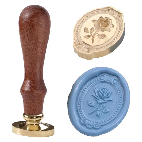 Miniatura 23 de Sello de cera – Sello de cera de sellado de semillas de loto, sello floral y vegetal, cabeza de sello de flor de loto ovalada para tarjetas, sobres