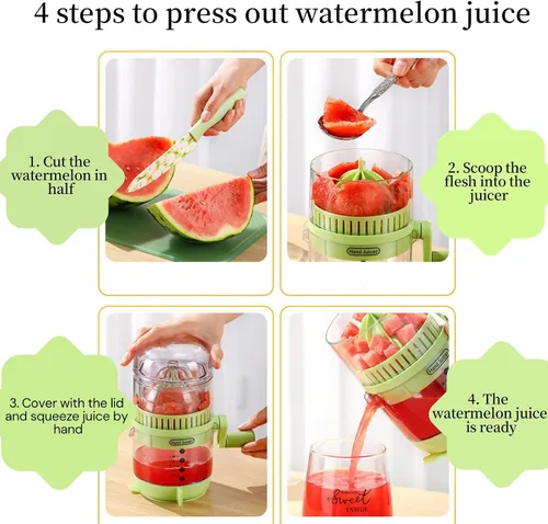 Miniatura 5 de Exprimidor manual de frutas para sandía, limón, uva, granada con cortador de sandía, cortador de frutas de acero inoxidable 2 en 1, extractor