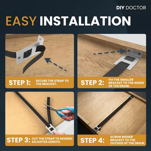 Miniatura 5 de DIY Doctor Kit de reparación de cajones (paquete de 4) – Arregla la parte inferior de los cajones caídos fácilmente – Refuerza los cajones
