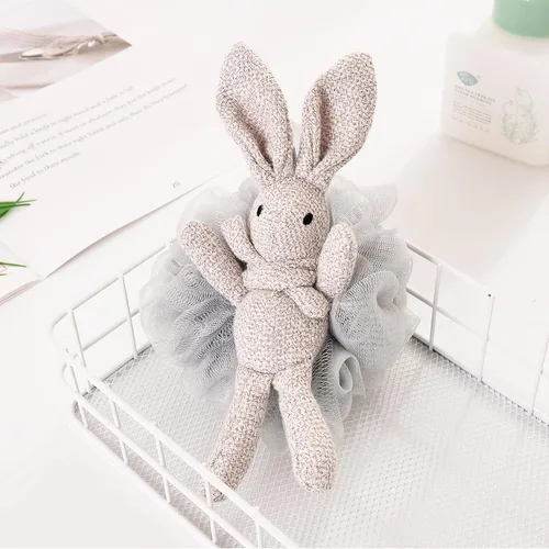 Miniatura 8 de Cepillo de baño de mango largo para ducha + esponja de baño gris Luffa