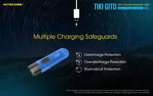 Miniatura 6 de Nitecore TIKI GITD BLUE - Keylight LED recargable - Alto CRI y LED UV - 300 lúmenes