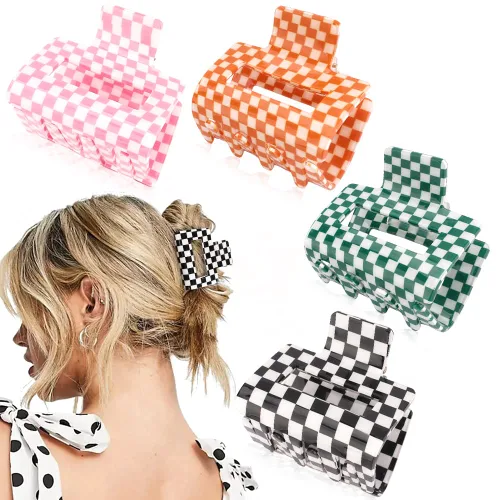 Miniatura 8 de Paquete de 4 pinzas para el cabello mate para cabello fino y grueso - 2 pinzas de garra cuadradas medianas en color neutro (lindas para mujeres)