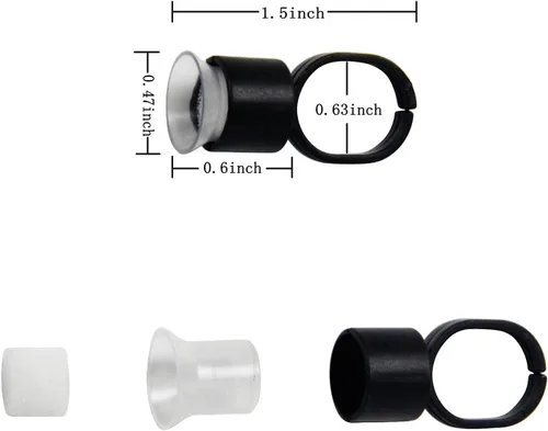 Miniatura 2 de KingWei KingWei - 50 anillos de tinta, 50 anillos de pegamento de pigmento microblading con cápsulas de tinta de esponja, extensiones de maquillaje