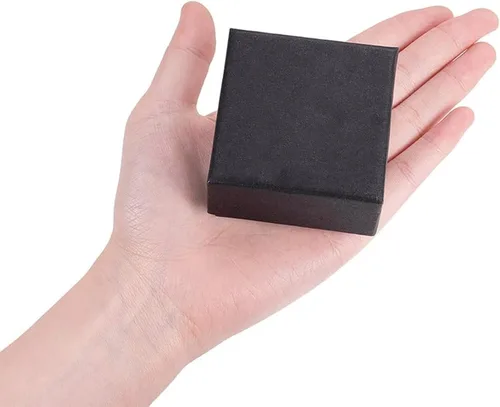 Miniatura 4 de BENECREAT Paquete de 24 cajas de joyería de cartón cuadrado de estraza para anillos, cojín de terciopelo para juego de joyas, 2.24 x 2.24 x 1.46