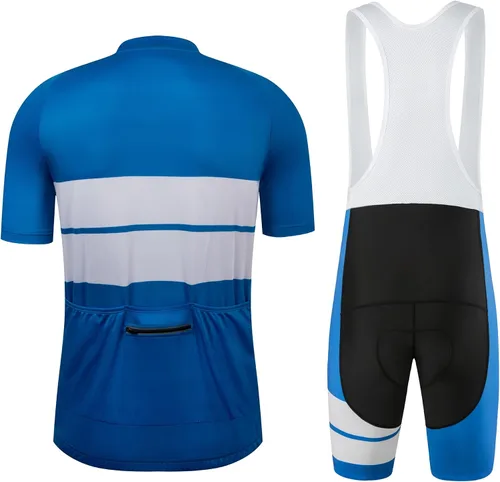 Miniatura 2 de CR - Conjunto de camiseta de ciclismo para hombre, con cremallera, bolsillo con cremallera, manga corta, kits de ciclismo, pantalones cortos