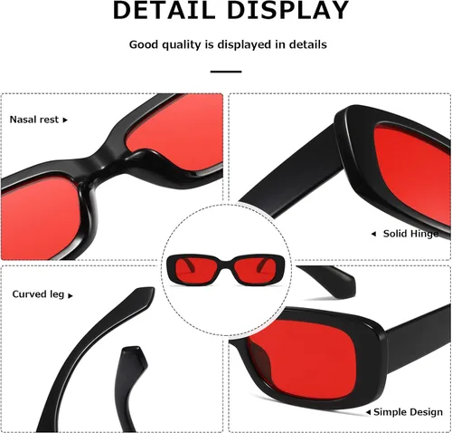 Miniatura 5 de kimorn Lentes de sol rectangulares para mujeres y hombres, modernos, retro, a la moda, gafas de sol vintage de los años 90, protección UV 400, marco