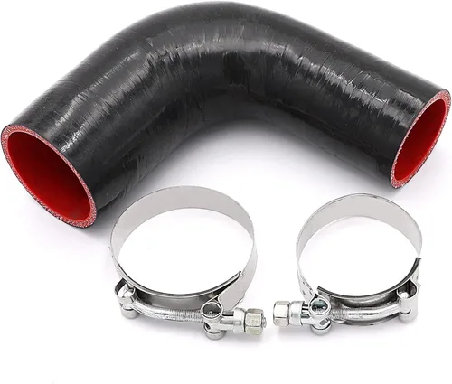 Miniatura 12 de Acoplador de codo de 90 grados de 4 capas de manguera de silicona de 2 pulgadas (51 mm) con abrazaderas de perno en T para tubo de intercooler