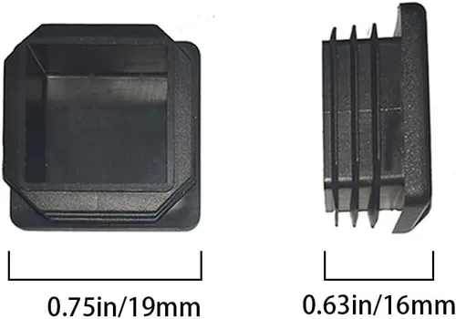 Miniatura 2 de Tapones cuadrados de plástico de 0.75 pulgadas (0.748 in) para poste de tubo cuadrado (paquete de 4)