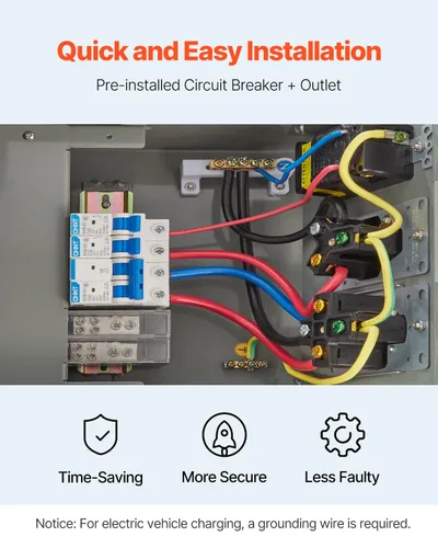 Miniatura 5 de VEVOR Panel de salida de energía temporal, caja de interruptor eléctrico para RV resistente a la intemperie con receptáculo de 20/30/50 amperios