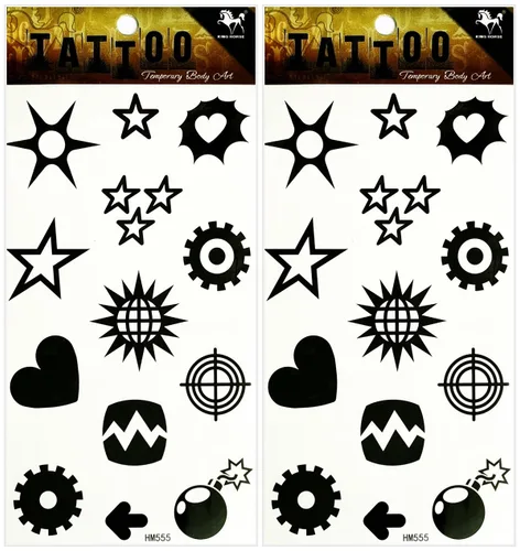 Sun Star - Tatuaje temporal para mujeres y hombres, etiqueta engomada falsa para mujeres, hombres, pierna de brazo, pecho, hombro, impermeable,