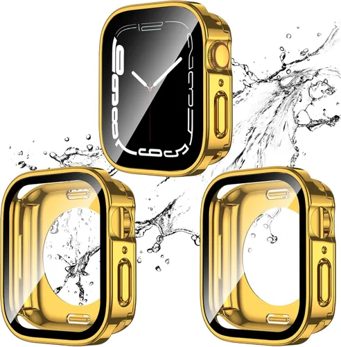 Miniatura 9 de 2 Pack 2 en 1 Funda impermeable para Apple Watch Series 8 7 de 41 mm, Parachoques frontal y trasero de PC de borde recto con protector de pantalla