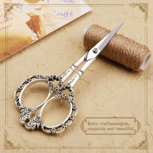 Miniatura 5 de Tijeras de bordado, tijeras vintage de ciruela, lindo estilo europeo vintage de 4.4 pulgadas para coser manualidades, herramientas de bricolaje