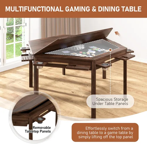 Miniatura 3 de Mesa de Juego de Tablero Yardenaler con Tablero Removible, Mesa de Juegos y Comedor para 4 a 6 Jugadores, Incluye Alfombrilla de Juego de Efecto