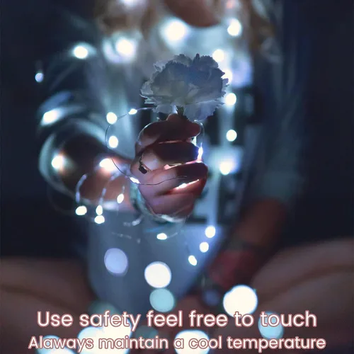 Miniatura 3 de Yiaht Paquete de 12 Luces de Hadas LED a Pilas Luces de Cadena con Temporizador Cable Plateado Impermeable 14 Pies 40 Luces LED Centelleantes